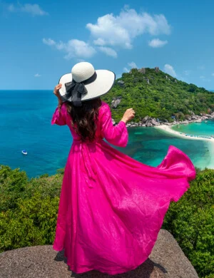 Traveler overlooking a scenic destination